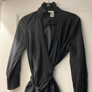 Designer silk black wrap blouse